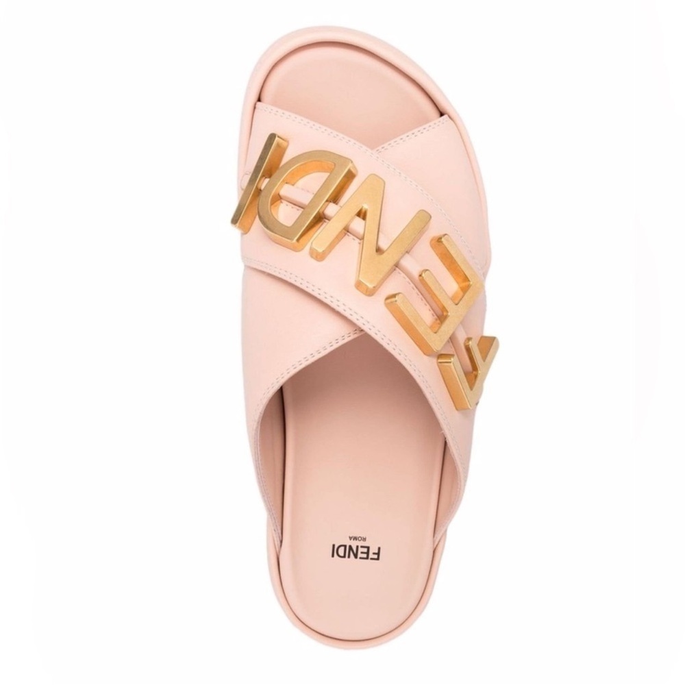 Fendi Blush and Gold Logo Sandals